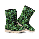 Tropical Monstera Leaves Pattern Print Winter Boots