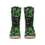 Tropical Monstera Leaves Pattern Print Winter Boots