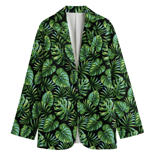 Tropical Monstera Leaves Pattern Print Women's Blazer