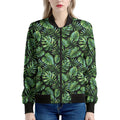 Tropical Monstera Leaves Pattern Print Women's Bomber Jacket