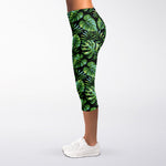 Tropical Monstera Leaves Pattern Print Women's Capri Leggings
