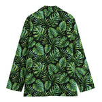 Tropical Monstera Leaves Pattern Print Women's Cotton Blazer