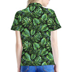 Tropical Monstera Leaves Pattern Print Women's Polo Shirt
