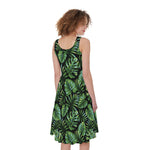 Tropical Monstera Leaves Pattern Print Women's Sleeveless Dress