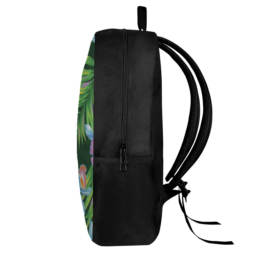 Tropical Orchid Flower Pattern Print 17 Inch Backpack