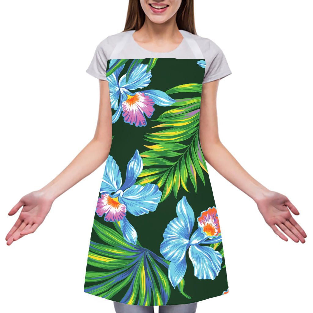 Tropical Orchid Flower Pattern Print Adjustable Apron