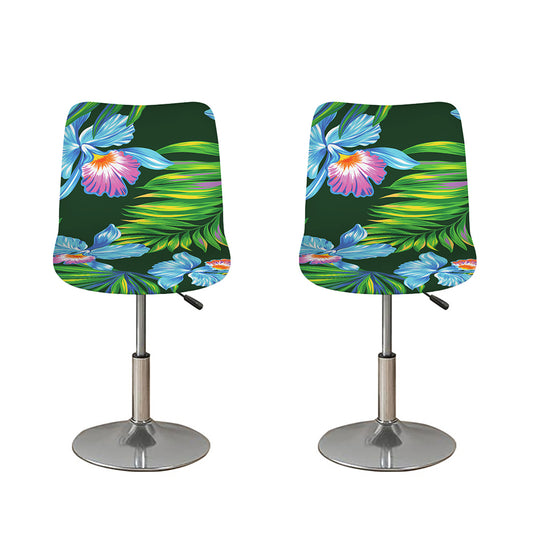 Tropical Orchid Flower Pattern Print Bar Stool Covers