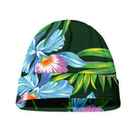 Tropical Orchid Flower Pattern Print Beanie
