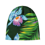 Tropical Orchid Flower Pattern Print Beanie