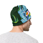 Tropical Orchid Flower Pattern Print Beanie