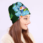Tropical Orchid Flower Pattern Print Beanie