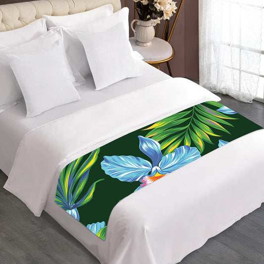 Tropical Orchid Flower Pattern Print Bed Runner
