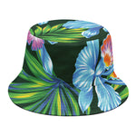 Tropical Orchid Flower Pattern Print Bucket Hat