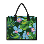 Tropical Orchid Flower Pattern Print Canvas Tote Bag