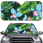 Tropical Orchid Flower Pattern Print Car Windshield Sun Shade