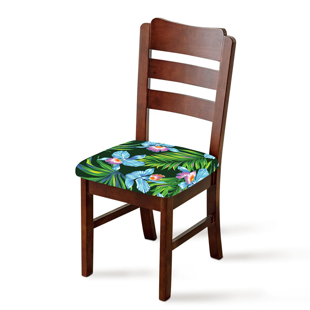 Tropical Orchid Flower Pattern Print Chair Cushion Cover