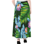 Tropical Orchid Flower Pattern Print Chiffon Maxi Skirt