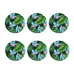 Tropical Orchid Flower Pattern Print Coaster Set