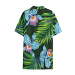 Tropical Orchid Flower Pattern Print Cotton Hawaiian Shirt
