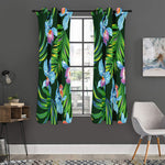 Tropical Orchid Flower Pattern Print Curtain