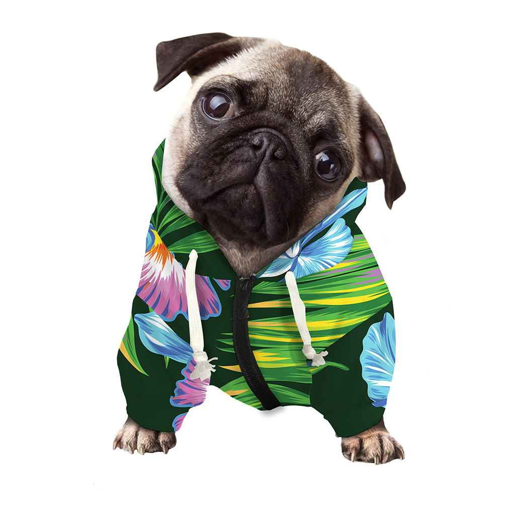 Tropical Orchid Flower Pattern Print Dog Zip Up Hoodie