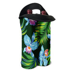 Tropical Orchid Flower Pattern Print Double Neoprene Wine Tote