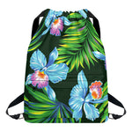Tropical Orchid Flower Pattern Print Drawstring Backpack