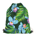 Tropical Orchid Flower Pattern Print Drawstring Bag