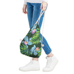 Tropical Orchid Flower Pattern Print Drawstring Bag
