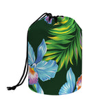 Tropical Orchid Flower Pattern Print Drawstring Makeup Bag