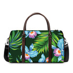 Tropical Orchid Flower Pattern Print Duffle Bag