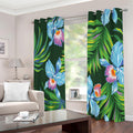 Tropical Orchid Flower Pattern Print Extra Wide Grommet Curtains