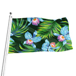 Tropical Orchid Flower Pattern Print Flag