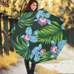 Tropical Orchid Flower Pattern Print Foldable Umbrella