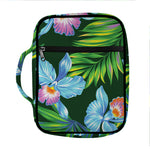 Tropical Orchid Flower Pattern Print Front Pocket Bible Bag