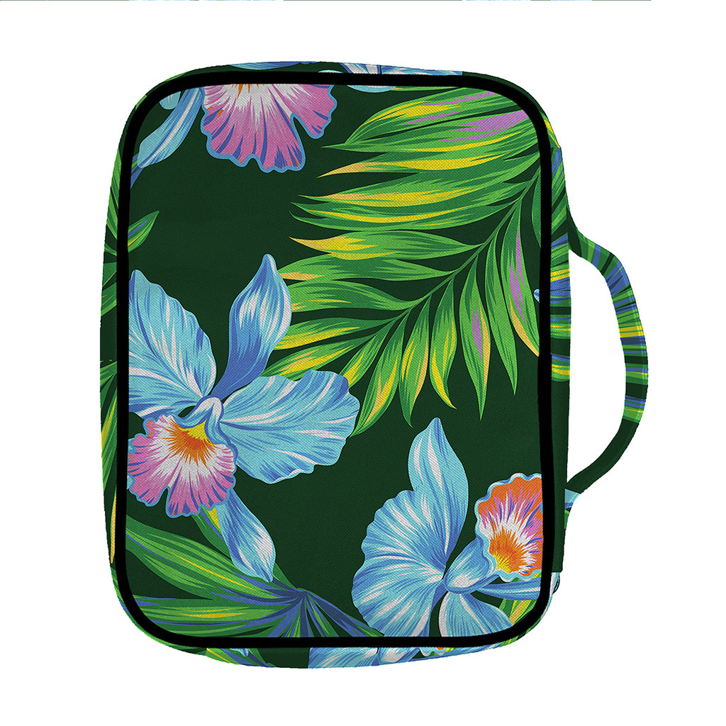 Tropical Orchid Flower Pattern Print Front Pocket Bible Bag