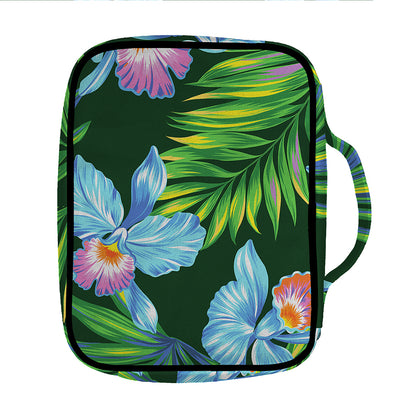 Tropical Orchid Flower Pattern Print Front Pocket Bible Bag