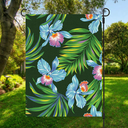 Tropical Orchid Flower Pattern Print Garden Flag