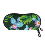 Tropical Orchid Flower Pattern Print Glasses Case