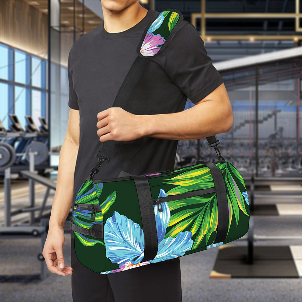 Tropical Orchid Flower Pattern Print Gym Bag