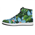 Tropical Orchid Flower Pattern Print High Top Leather Sneakers