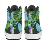 Tropical Orchid Flower Pattern Print High Top Leather Sneakers