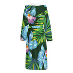 Tropical Orchid Flower Pattern Print Hooded Bathrobe