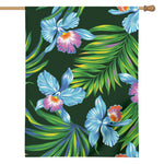 Tropical Orchid Flower Pattern Print House Flag