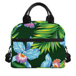 Tropical Orchid Flower Pattern Print Insulated Lunch Bag
