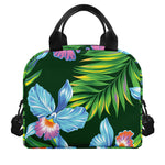 Tropical Orchid Flower Pattern Print Insulated Lunch Bag