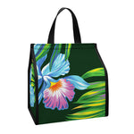 Tropical Orchid Flower Pattern Print Insulated Lunch Tote