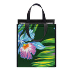 Tropical Orchid Flower Pattern Print Insulated Lunch Tote