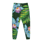 Tropical Orchid Flower Pattern Print Jogger Pants