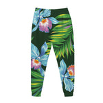 Tropical Orchid Flower Pattern Print Jogger Pants